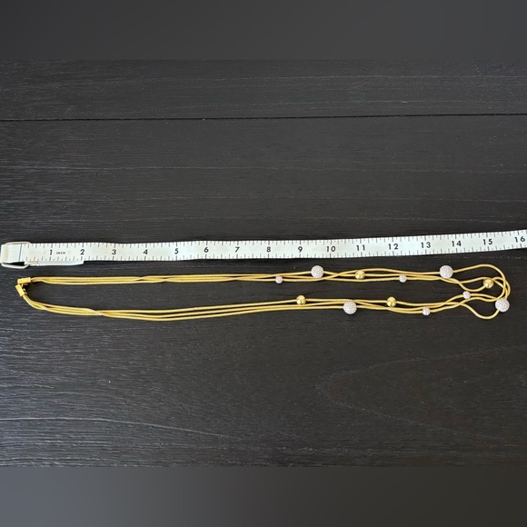 NWOT nOir Jewelry Gold Plated Triple Strand Necklace w CZ Pave Spheres - Picture 5 of 5